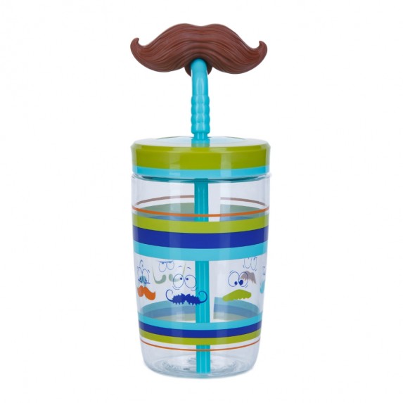 Стакан для воды Contigo FUNNY STRAW ELECTRIC BLUE MUSTACHE голубой