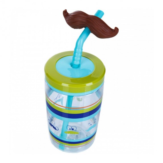 Стакан для воды Contigo FUNNY STRAW ELECTRIC BLUE MUSTACHE голубой