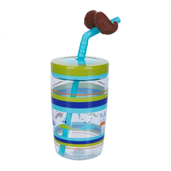 Стакан для воды Contigo FUNNY STRAW ELECTRIC BLUE MUSTACHE голубой