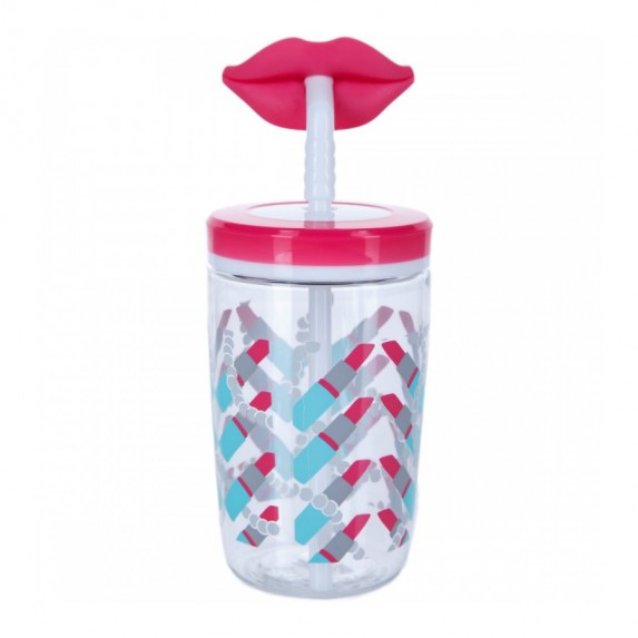 Стакан для воды Contigo FUNNY STRAW CHERRY BLOSSOM LIPS розовый