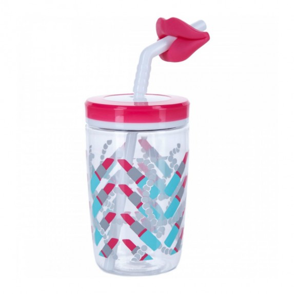 Стакан для воды Contigo FUNNY STRAW CHERRY BLOSSOM LIPS розовый