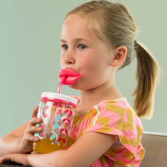 Стакан для воды Contigo FUNNY STRAW CHERRY BLOSSOM LIPS розовый